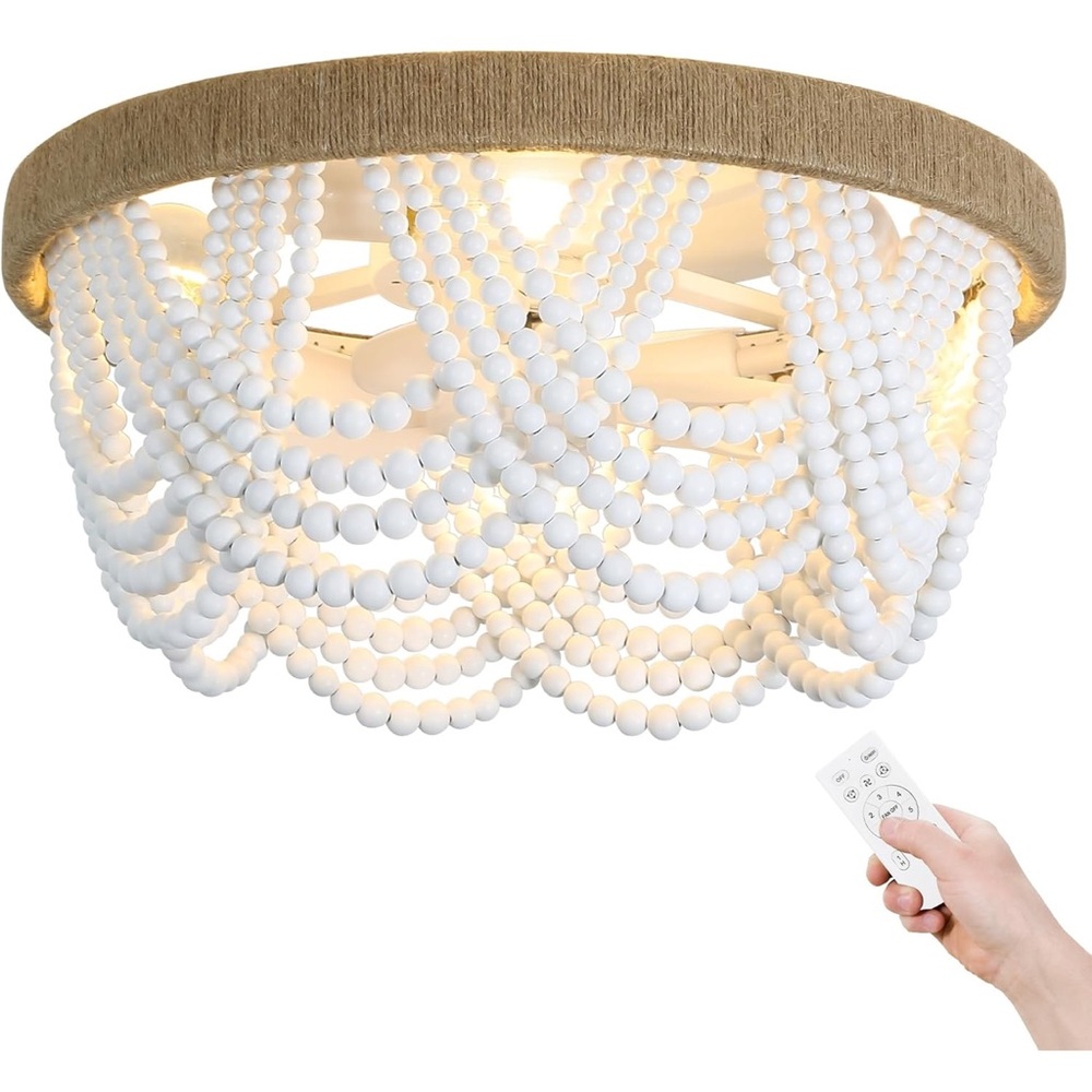 White Beaded Ceiling Light with Remote